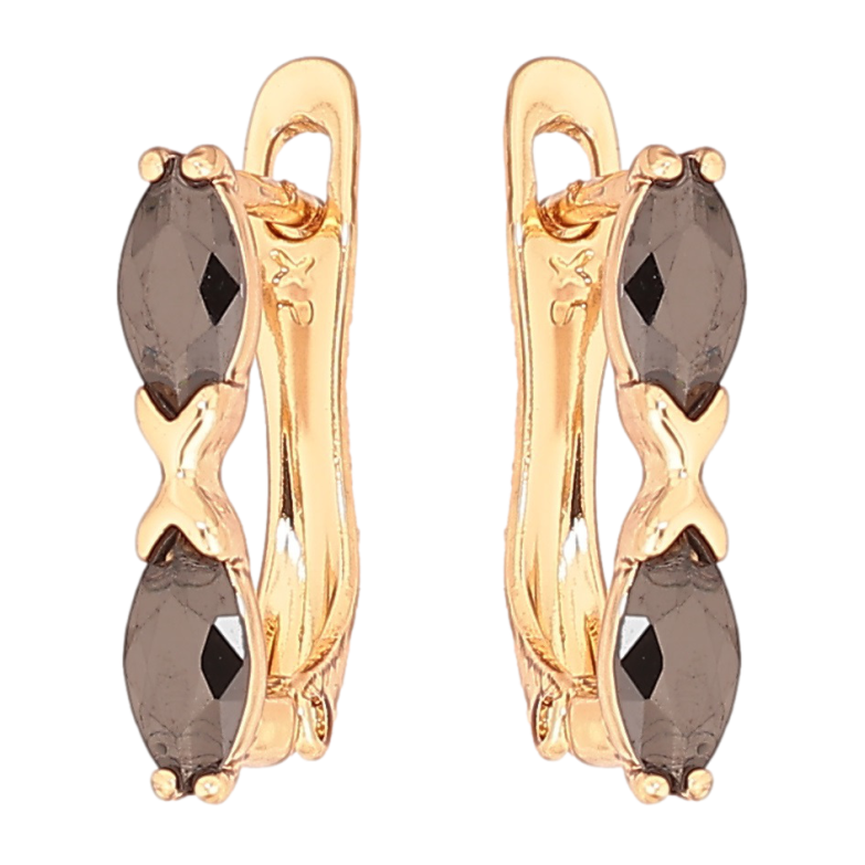 Сережки Xuping Позолота 18K англійський замок «Чорні кристали» фото №1