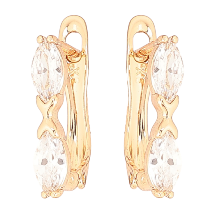 Сережки Xuping Позолота 18K англійський замок «Два кристали» фото №10