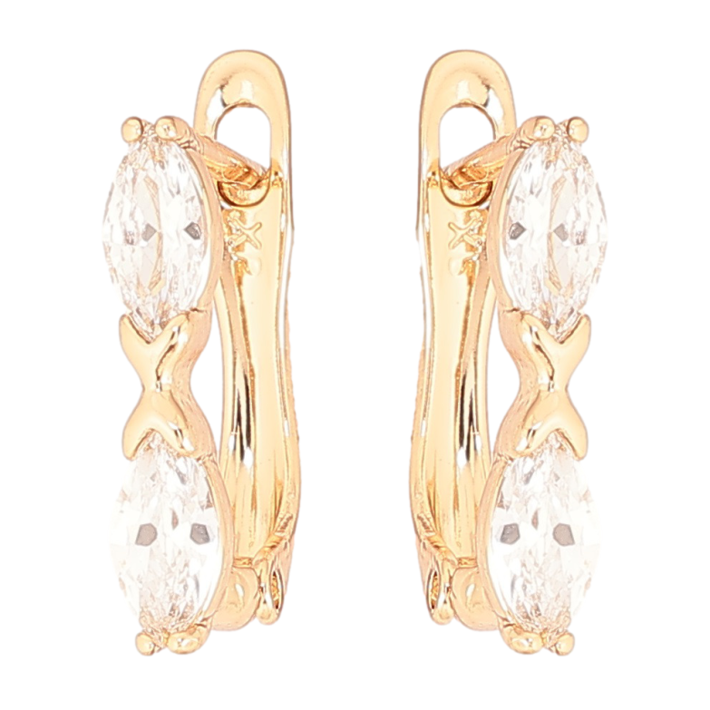 Сережки Xuping Позолота 18K англійський замок «Два кристали» фото №1