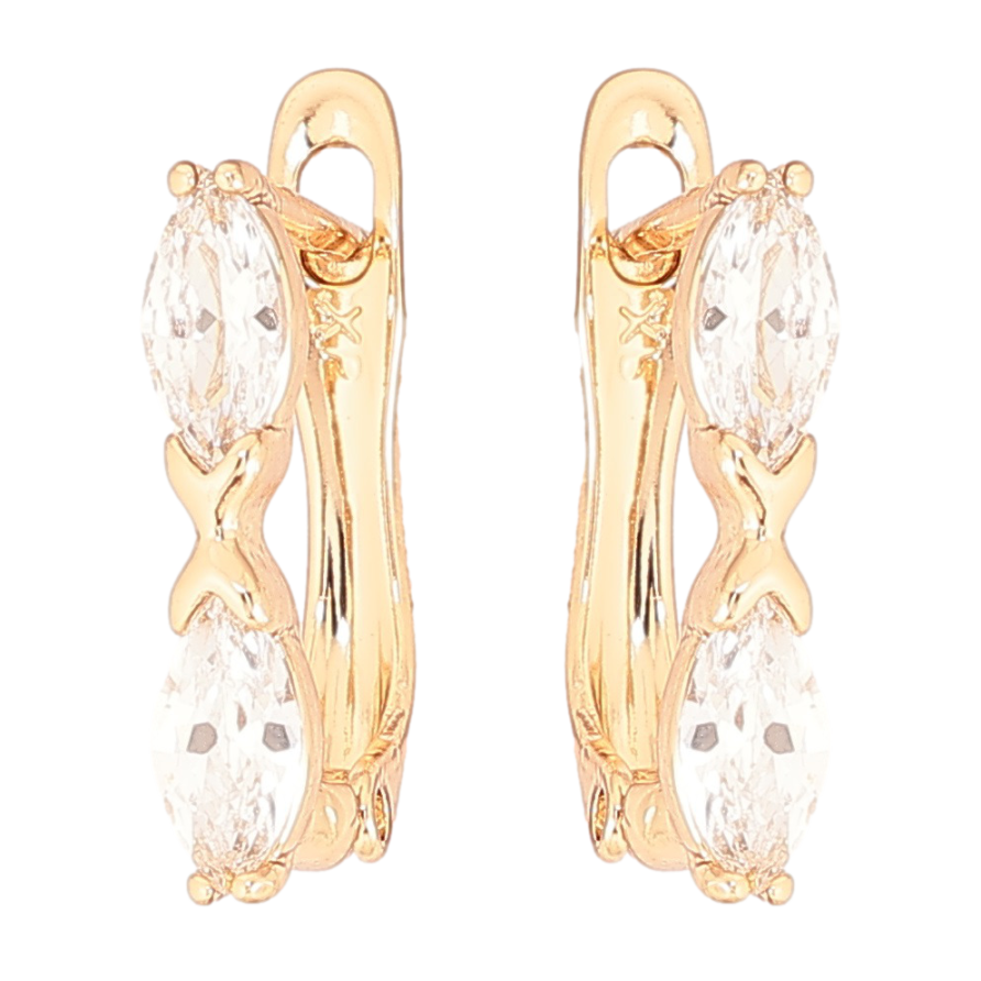 Сережки Xuping Позолота 18K англійський замок «Два кристали» фото №1