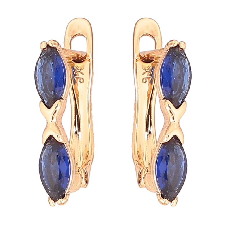 Серьги Xuping Позолота 18K английский замок Синие кристаллы фото №1