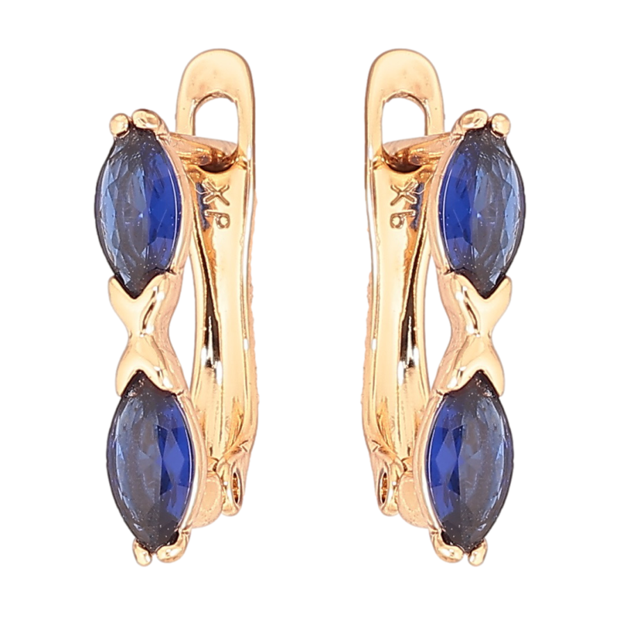 Серьги Xuping Позолота 18K английский замок Синие кристаллы фото №1