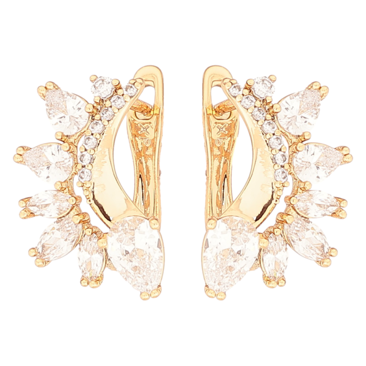 Серьги Xuping Позолота 18K английский замок Кристальный узор фото №4