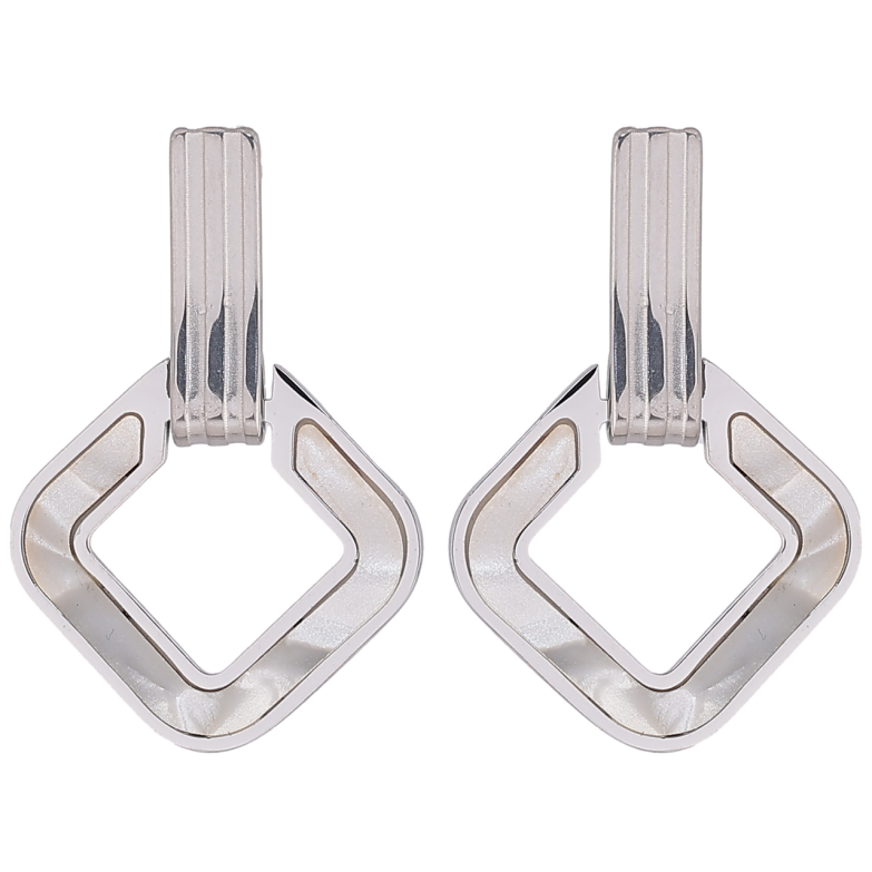 Сережки Xuping TTM Stainless Steel колір Родій пусети «Ромбові підвіски з перламутровими вставками» фото №22