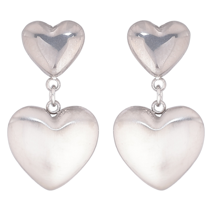 Сережки Xuping TTM Stainless Steel колір Родій пусети «Сердечка» фото №3