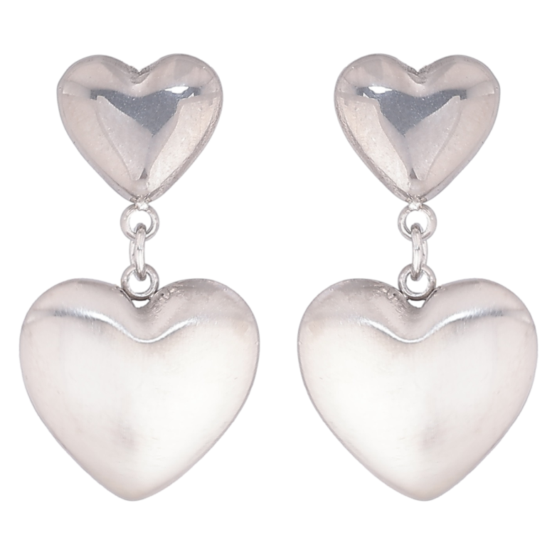 Сережки Xuping TTM Stainless Steel колір Родій пусети «Сердечка» фото №1