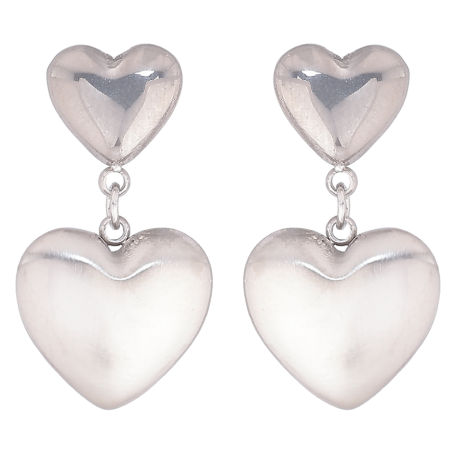 Сережки Xuping TTM Stainless Steel колір Родій пусети «Сердечка» фото №1