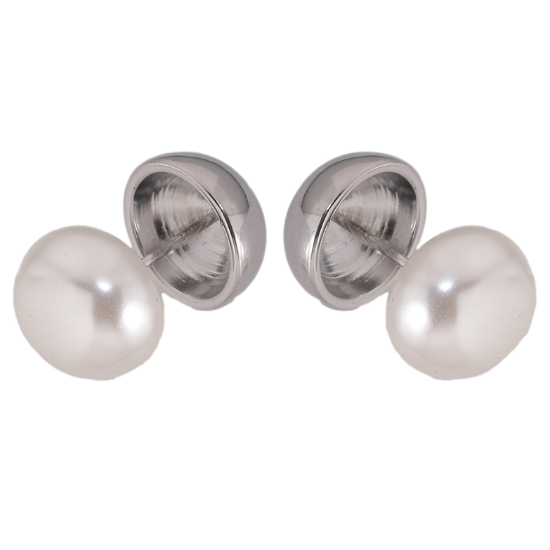 Сережки Xuping TTM Stainless Steel колір Родій пусети «Двосторонні напівсфери» ø 12мм фото №1