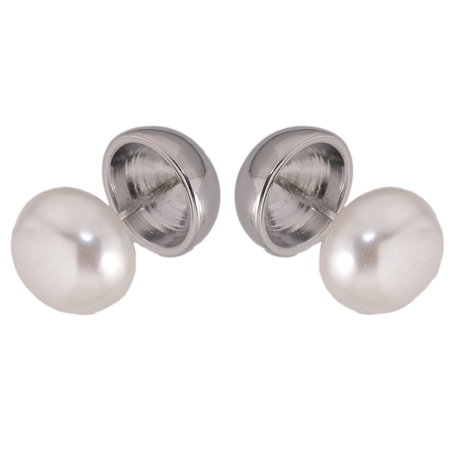 Серьги Xuping TTM Stainless Steel цвет Родий пусеты Двусторонние полусферы ø 12мм фото №1