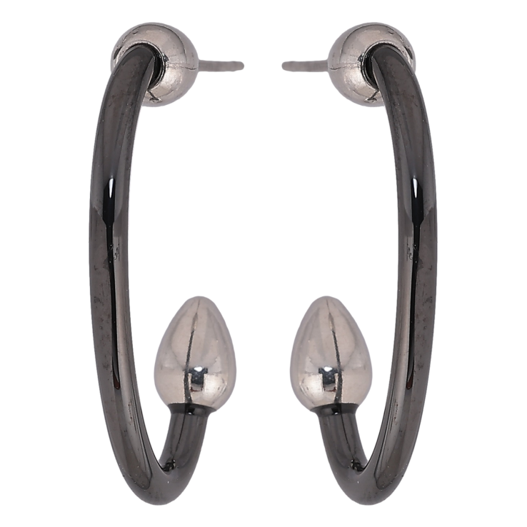 Сережки Xuping TTM Stainless Steel колір Родій пусети «Дуги з чорної кераміки» фото №7