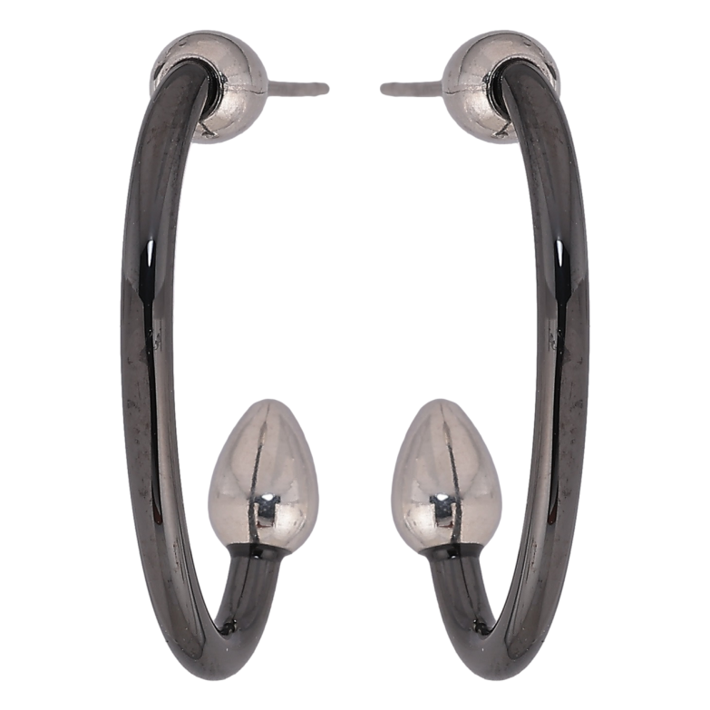 Сережки Xuping TTM Stainless Steel колір Родій пусети «Дуги з чорної кераміки» фото №1