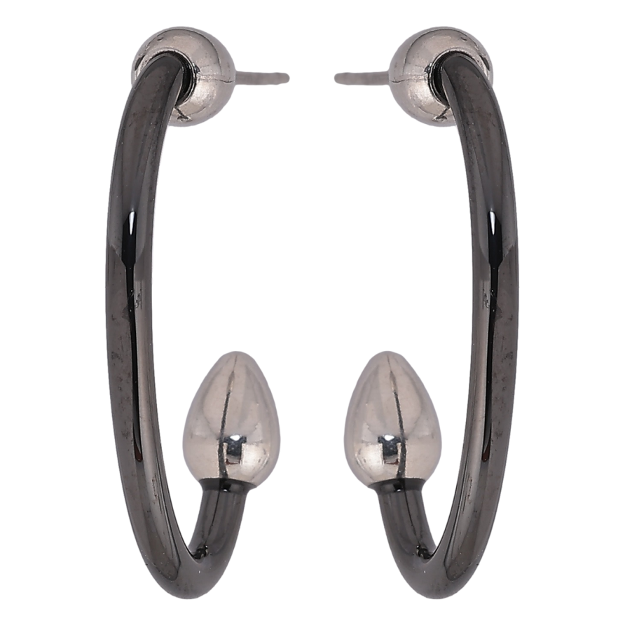 Сережки Xuping TTM Stainless Steel колір Родій пусети «Дуги з чорної кераміки» фото №1