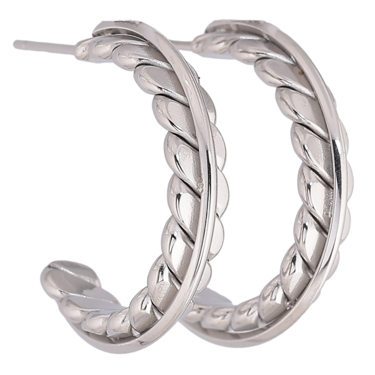 Сережки Xuping TTM Stainless Steel колір Родій пусети «Декоративні дуги» фото №8