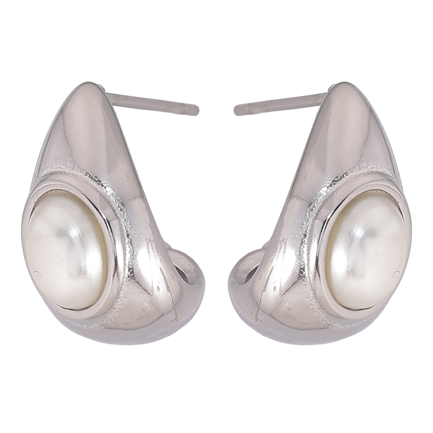 Сережки Xuping TTM Stainless Steel колір Родій пусети «Перлинні вставки» фото №1