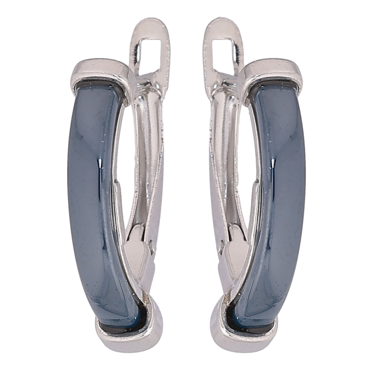 Сережки Xuping TTM Stainless Steel колір Родій англійський замок «Сині керамічні вставки» фото №4