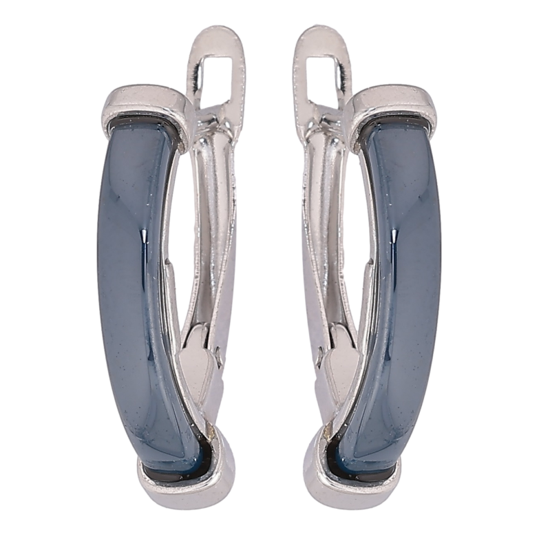 Серьги Xuping TTM Stainless Steel цвет Родий английский замок Синие керамические вставки фото №6