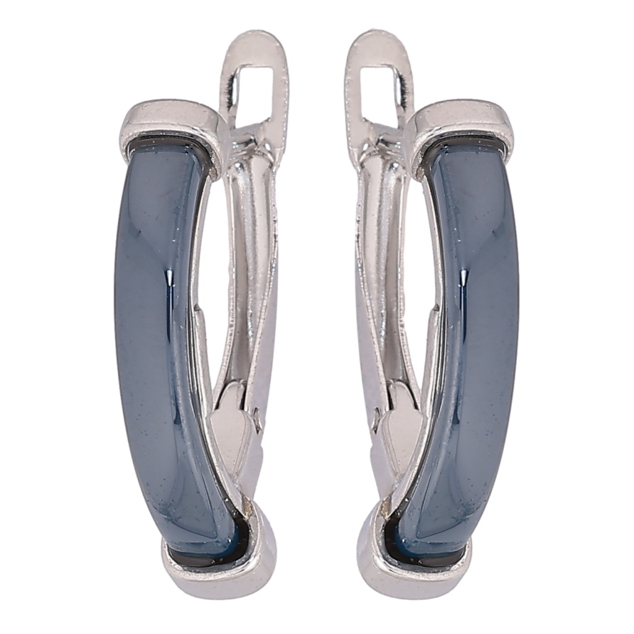 Сережки Xuping TTM Stainless Steel колір Родій англійський замок «Сині керамічні вставки» фото №1