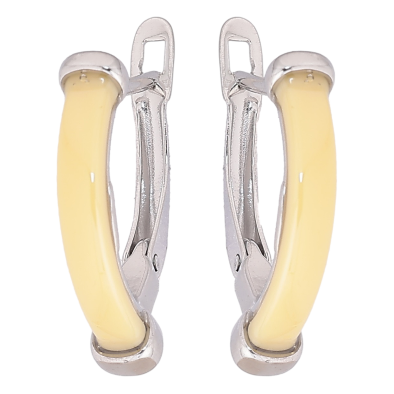 Сережки Xuping TTM Stainless Steel колір Родій англійський замок «Жовті керамічні вставки» фото №1