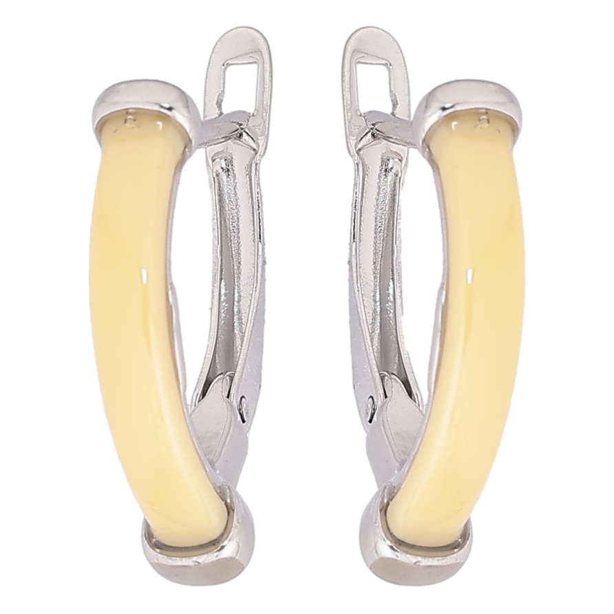 Сережки Xuping TTM Stainless Steel колір Родій англійський замок «Жовті керамічні вставки» фото №1