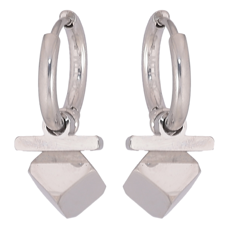 Серьги Xuping TTM Stainless Steel цвет Родий подвески на колечках Кубики 2 в 1 фото №18