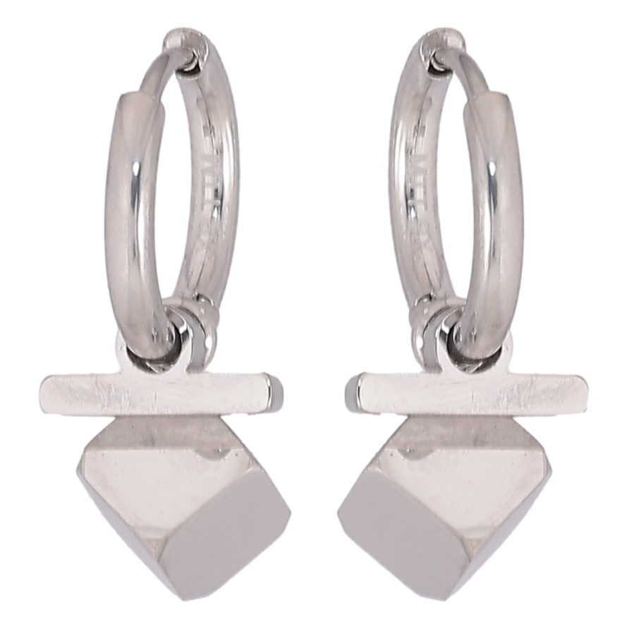 Серьги Xuping TTM Stainless Steel цвет Родий подвески на колечках Кубики 2 в 1 фото №1