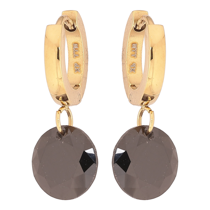 Серьги Xuping TTM Stainless Steel цвет 14К подвески на колечках Черные кристаллы ø 10мм фото №13