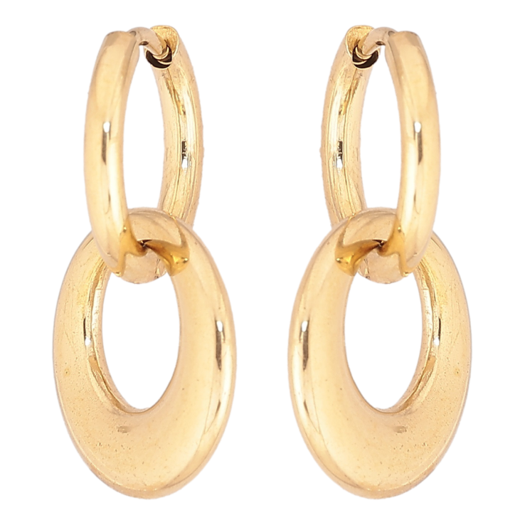 Серьги Xuping TTM Stainless Steel цвет 14К подвески на колечках Круглые подвески 2 в 1 фото №21