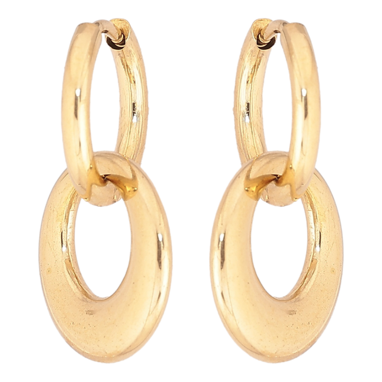 Серьги Xuping TTM Stainless Steel цвет 14К подвески на колечках Круглые подвески 2 в 1 фото №1