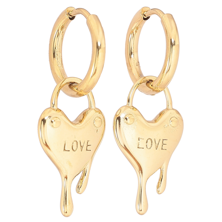 Серьги Xuping TTM Stainless Steel цвет 14К подвески на колечках Сердечки 2 в 1 фото №19