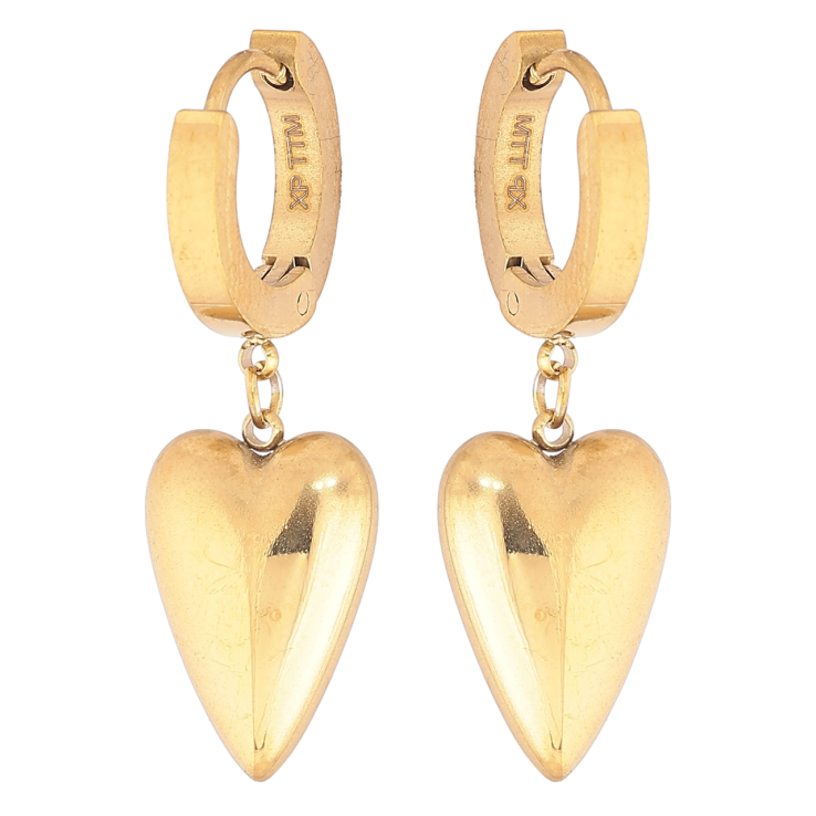 Серьги Xuping TTM Stainless Steel цвет 14К подвески на колечках Сердечки фото №8