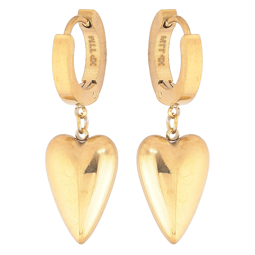 Серьги Xuping TTM Stainless Steel цвет 14К подвески на колечках Сердечки фото №1