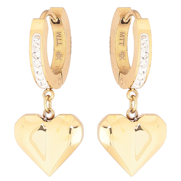 Серьги Xuping TTM Stainless Steel цвет 14К подвески на колечках Сердечки фото №20