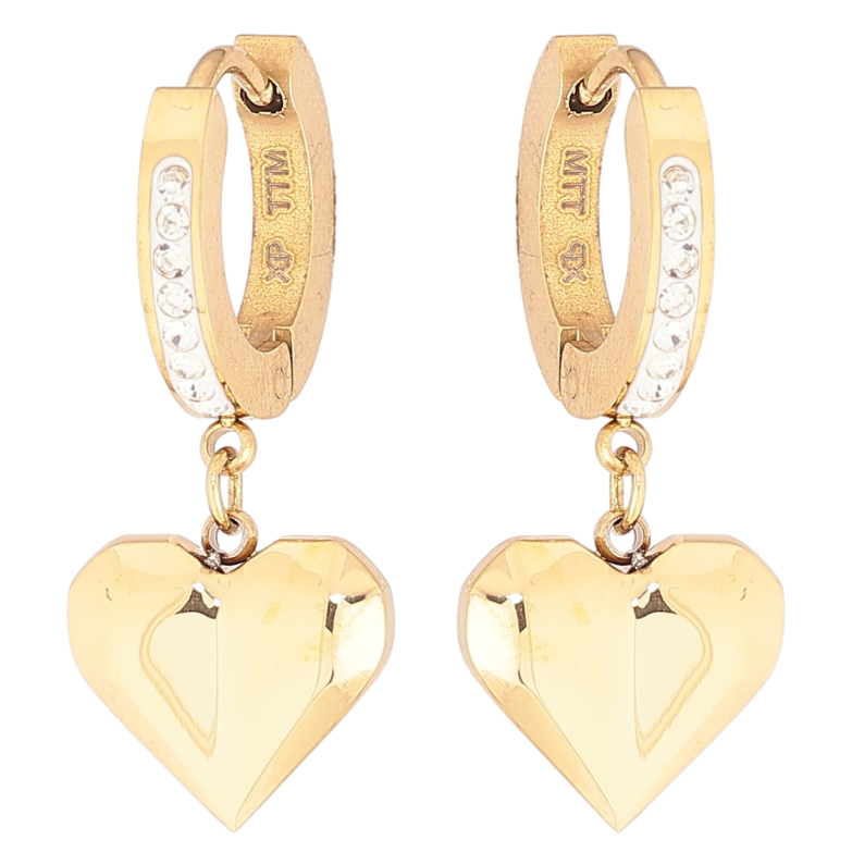 Серьги Xuping TTM Stainless Steel цвет 14К подвески на колечках Сердечки фото №1