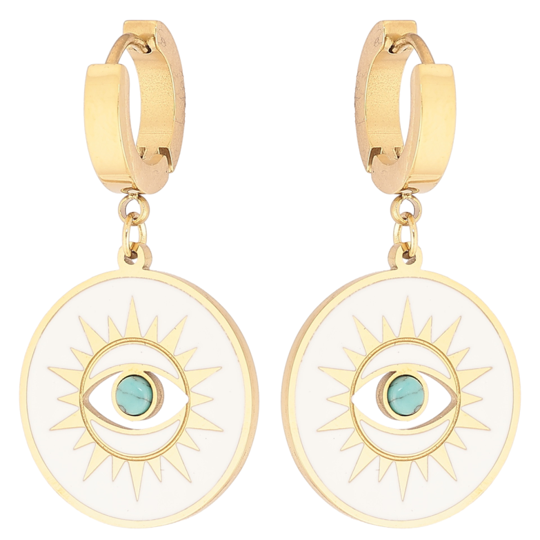 Сережки Xuping TTM Stainless Steel колір 14К підвіски на колечках «Очі» фото №1