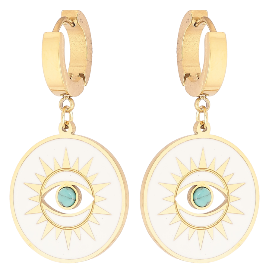 Серьги Xuping TTM Stainless Steel цвет 14К подвески на колечках Глаза фото №1