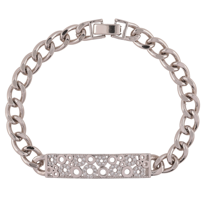 Браслет Xuping Родий Цепочка с декоративной вставкой размер 19.5см х 7мм фото №1