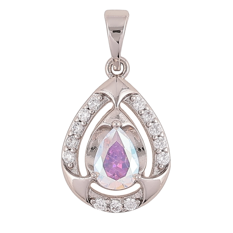 Кулон Xuping Родій «Крапелька з райдужним фіанітом і цирконієм» для ланцюжка до 6мм фото №1