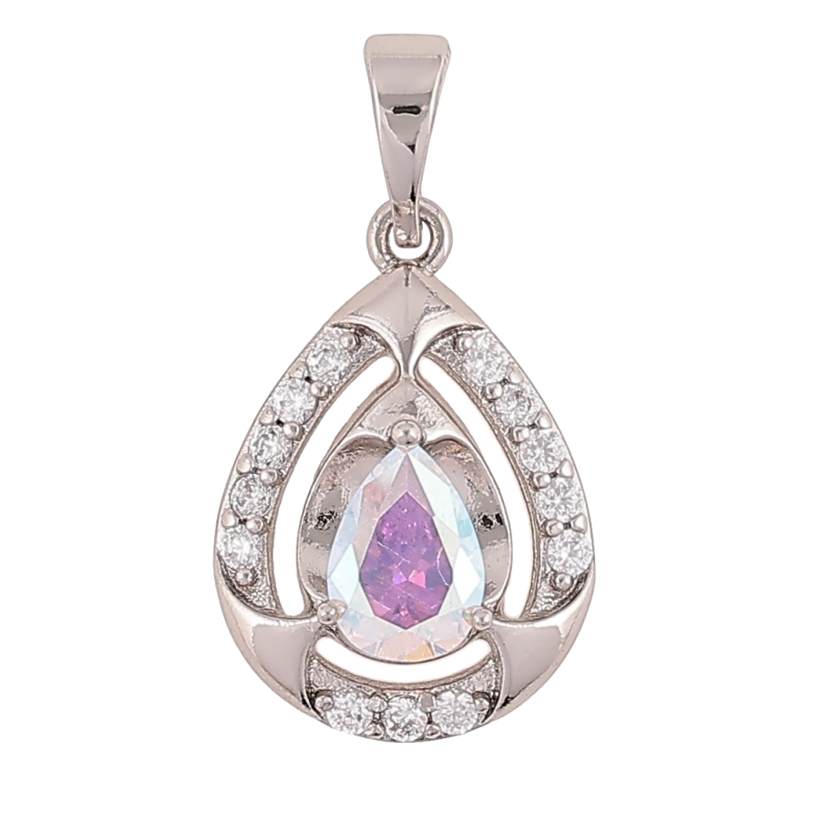Кулон Xuping Родій «Крапелька з райдужним фіанітом і цирконієм» для ланцюжка до 6мм фото №1