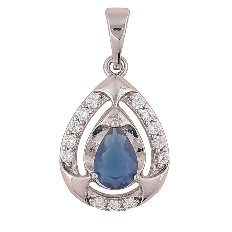 Кулон Xuping Родий Капелька с синим фианитом и цирконием для цепочки до 6мм фото №1