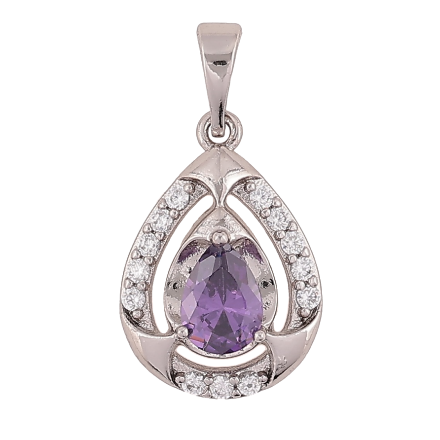 Кулон Xuping Родій «Крапелька з бузковим фіанітом і цирконієм» для ланцюжка до 6мм фото №1