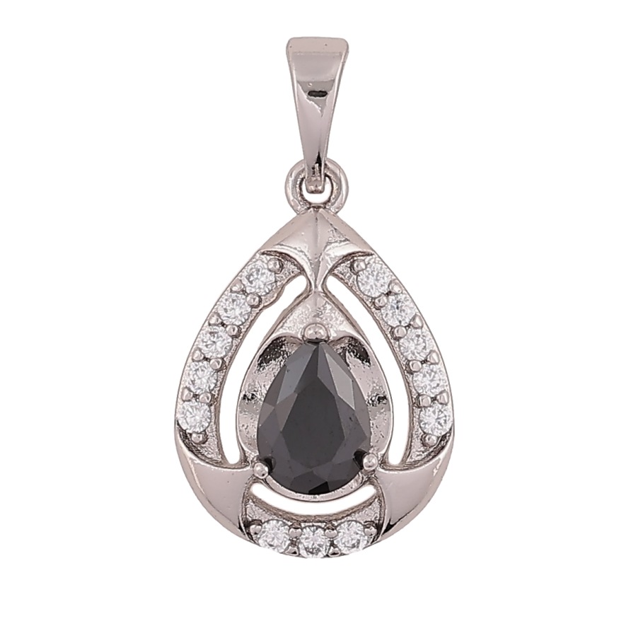 Кулон Xuping Родій «Крапелька з чорним фіанітом і цирконієм» для ланцюжка до 6мм фото №1