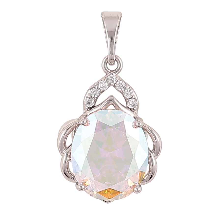 Кулон Xuping Родій «Візерунок з райдужним кристалом» для ланцюжка до 5мм фото №1