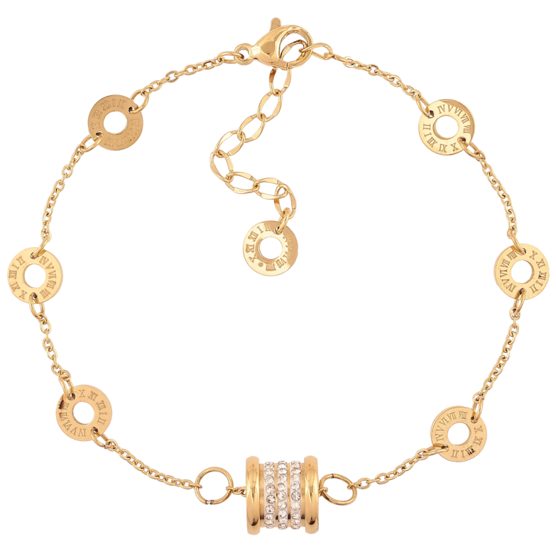 Браслет Xuping ТТМ Stainless Steel колір 14К «Ланцюжок з кільцями і циліндром» з доп.ланцюгом 19.5-23см х 1мм фото №5