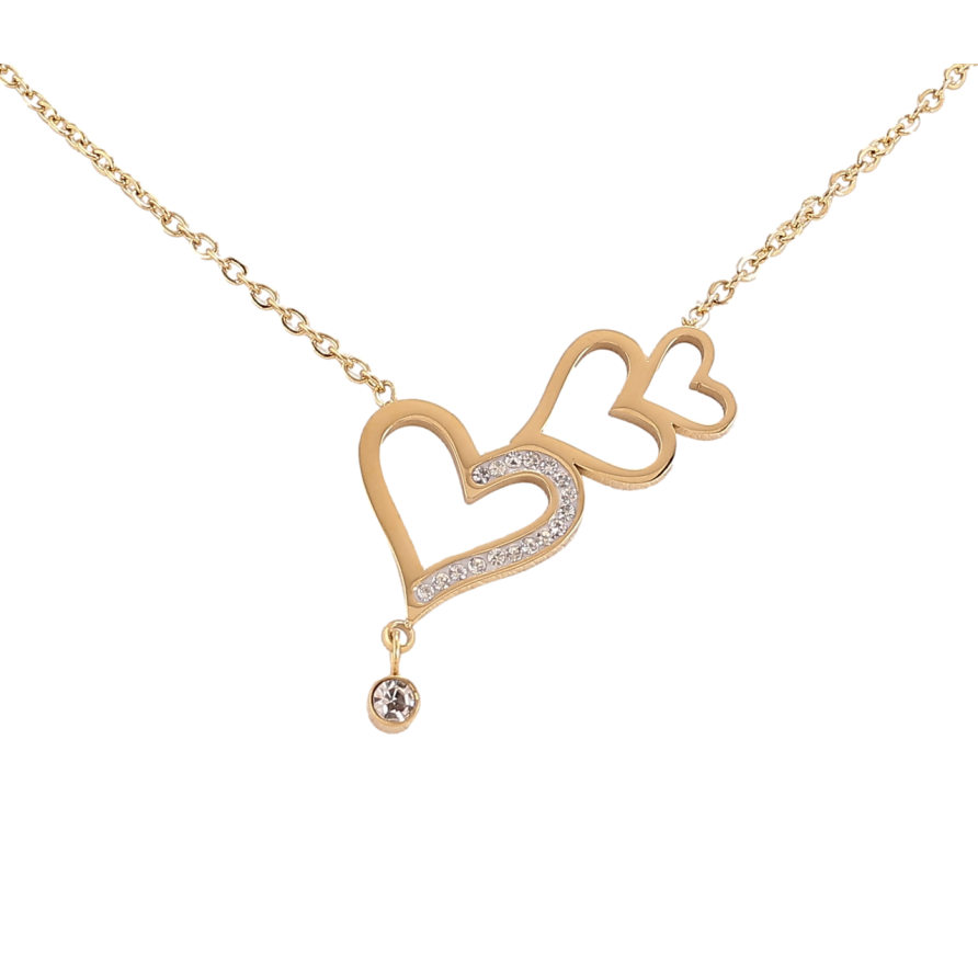 Кулон на ланцюжку Xuping ТТМ Stainless Steel колір 14K «Сердечка» довжина 44-49см х 1мм фото №1