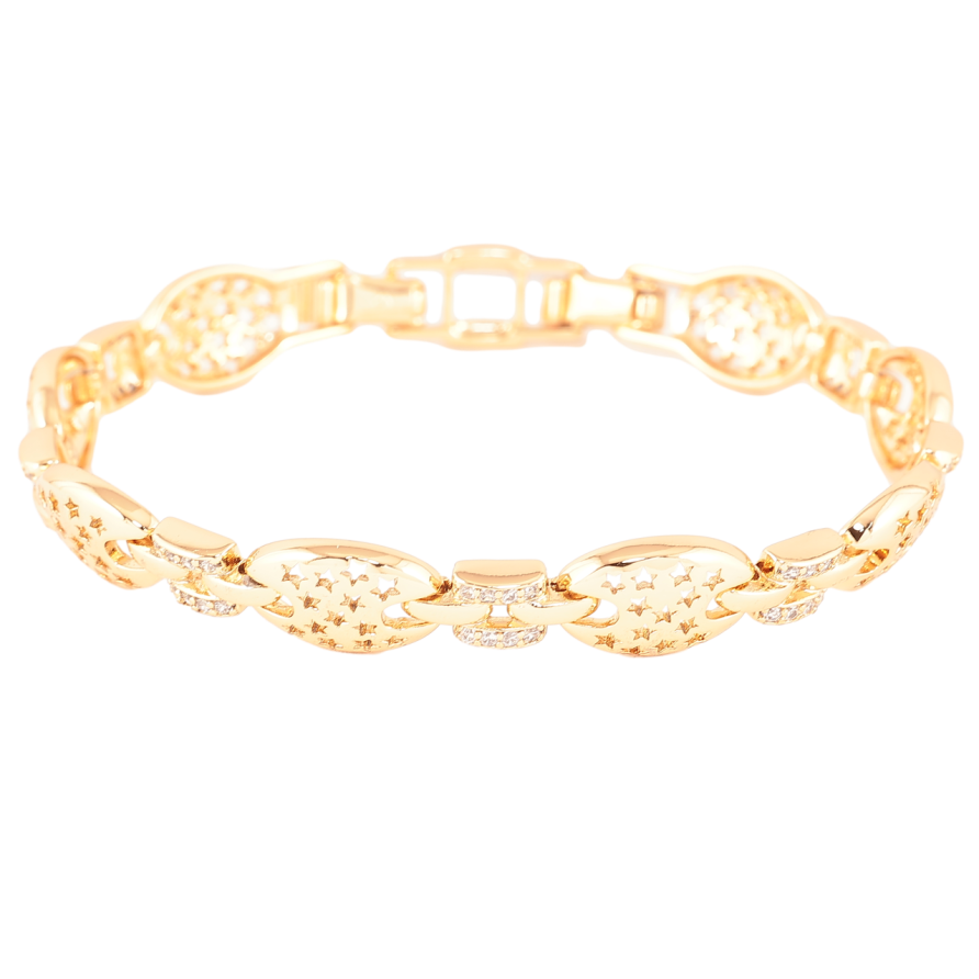 Браслет Xuping Позолота 18K Звездный резной орнамент длинна с доп. замком 17,19см х 6-9мм фото №1