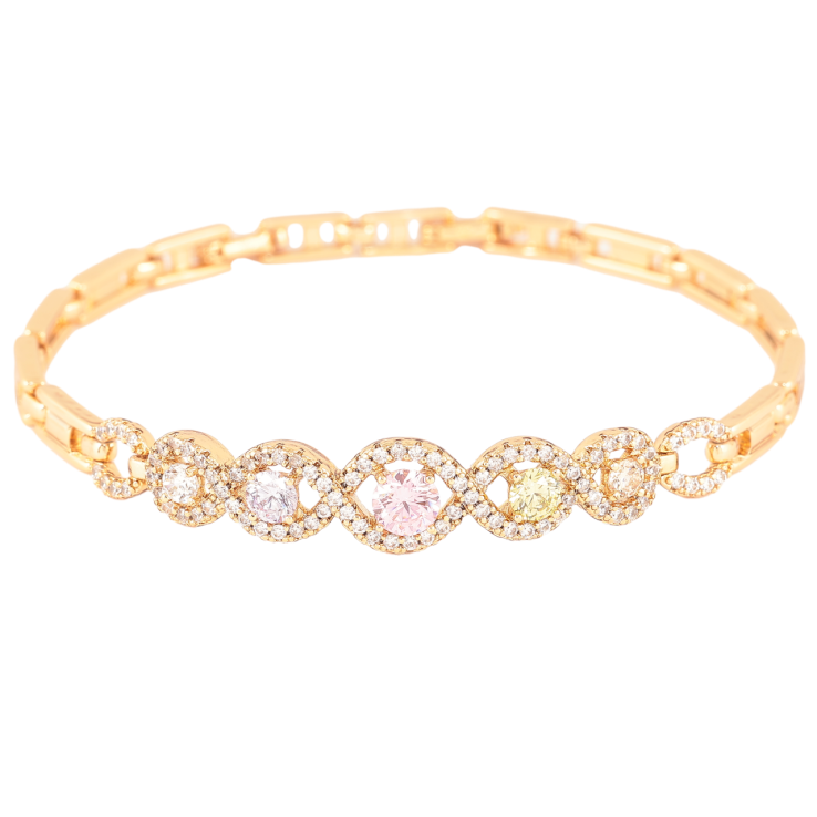 Браслет Xuping Позолота 18K Инкрустация кристалами длинна с доп. замком 17.5,19.5см х 4мм фото №10