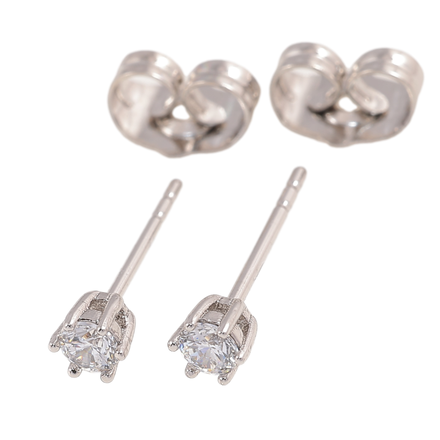 Сережки Xuping Родій пусети «Кристали в 6-ти крапановій оправі» ø 3мм фото №1