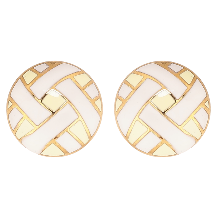 Сережки Xuping TTM Stainless Steel колір 14К пусети «Кола з візерунком емаллю» ø 12мм фото №17