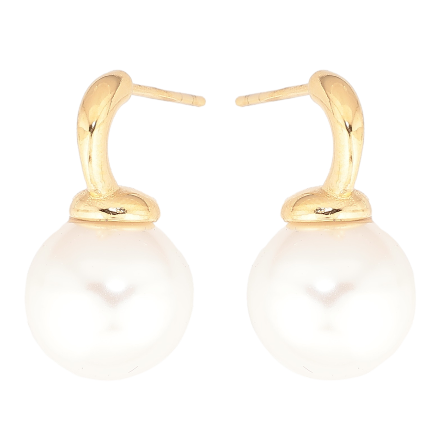 Сережки Xuping TTM Stainless Steel колір 14К пусети «Перлини на дугах» фото №1