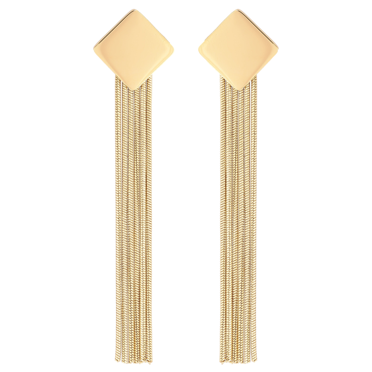 Сережки Xuping TTM Stainless Steel колір 14К пусети «Ромби з підвісками» фото №7